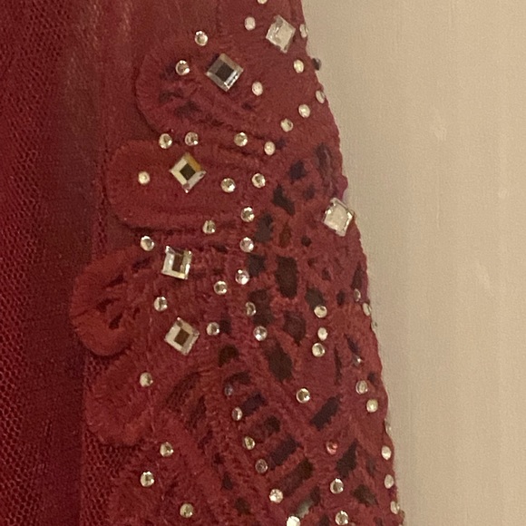 Ember Sz L Burgundy Bodysuit W/Elaborate Embroidery NWT😊😊 - Picture 5 of 15